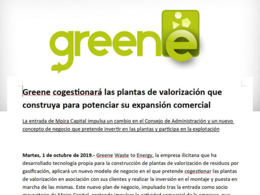 Greene cogestionará las plantas de valorización que construya para potenciar su expansión comercial