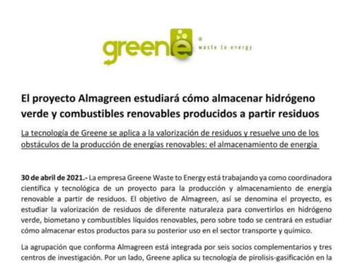 El proyecto Almagreen estudiará cómo almacenar hidrógeno verde y combustibles renovables producidos a partir residuos