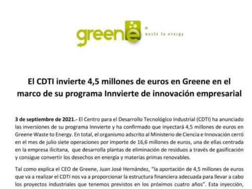 El CDTI invierte 4,5 millones de euros en Greene en el marco de su programa Innvierte de innovación empresarial