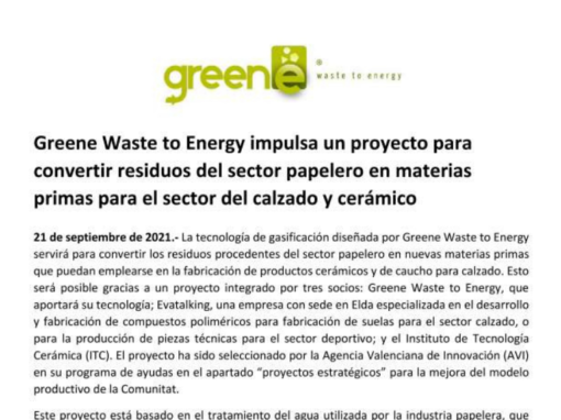 Greene Waste to Energy impulsa un proyecto para convertir residuos del sector papelero en materias primas para el sector del calzado y cerámico
