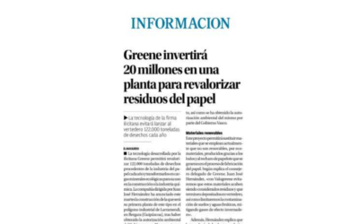Greene invertirá 20 millones en una planta para revalorizar residuos de papel
