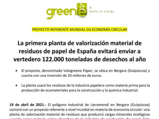 La primera planta de valorización material de residuos de papel de España evitará enviar a vertedero 122.000 toneladas de desechos al año