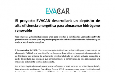 El proyecto EVACAR desarrollará un depósito de alta eficiencia energética para almacenar hidrógeno renovable